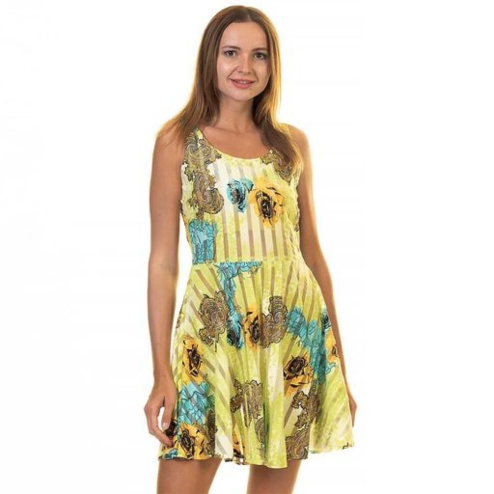 Yellow multicolor sleeveless dress